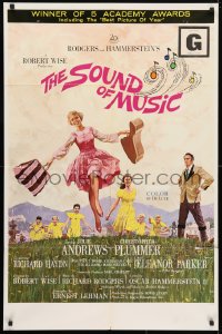 4t793 SOUND OF MUSIC awards 1sh 1965 classic Terpning art of Julie Andrews & top cast!