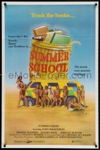 4t835 SUMMER SCHOOL 25x38 1sh 1977 art of sexy teens on the beach, the movie your parents will hate!