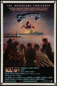 4t843 SUPERMAN II studio style 1sh 1981 Christopher Reeve, Terence Stamp, great image of villains!