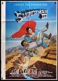 4t845 SUPERMAN III printer's test advance 1sh 1983 Reeve flying with Richard Pryor by L. Salk!