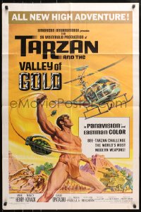 4t862 TARZAN & THE VALLEY OF GOLD 1sh 1966 art of Henry tossing grenades at baddies by Reynold Brown!