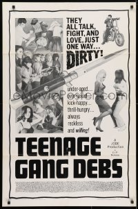 4t865 TEENAGE GANG DEBS 1sh 1966 Diane Conti, Linda Gale, Eileen Dietz, they all fight & love dirty