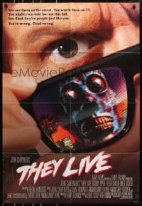 4t878 THEY LIVE DS 1sh 1988 Rowdy Roddy Piper, John Carpenter, he's all out of bubblegum!