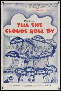 4t895 TILL THE CLOUDS ROLL BY 1sh R1962 art of 13 all-stars with umbrellas by Al Hirschfeld!