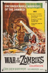 4t958 WAR OF THE ZOMBIES 1sh 1965 John Drew Barrymore vs warriors of the damned, Reynold Brown art!
