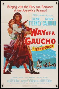 4t960 WAY OF A GAUCHO 1sh 1952 Gene Tierney, Rory Calhoun, Richard Boone!