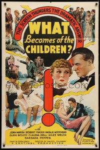 4t965 WHAT BECOMES OF THE CHILDREN 1sh 1936 after divorce, screen thunders the dramatic answer!