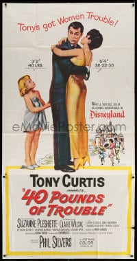 4w018 40 POUNDS OF TROUBLE 3sh 1963 Tony Curtis has women trouble, Suzanne Pleshette, Disneyland!