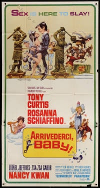 4w029 ARRIVEDERCI, BABY 3sh 1966 Tony Curtis, Rosanna Schiaffino, great wacky Jack Davis art!