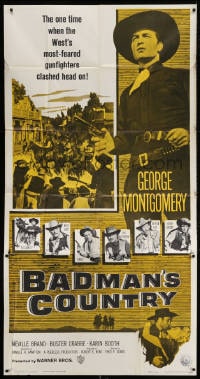 4w030 BADMAN'S COUNTRY 3sh 1958 George Montgomery as Pat Garrett, Buster Crabbe as Wyatt Earp!
