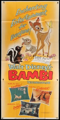 4w031 BAMBI 3sh R1966 Walt Disney cartoon classic, great art with Thumper & Flower!