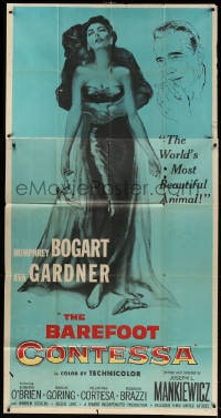 4w032 BAREFOOT CONTESSA 3sh 1954 Humphrey Bogart & art of sexy full-length Ava Gardner!