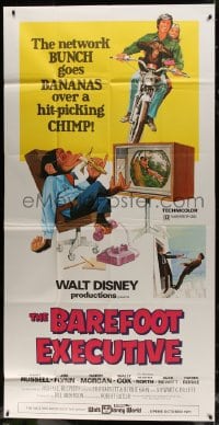 4w033 BAREFOOT EXECUTIVE 3sh 1971 Disney, art of Kurt Russell & wacky chimp gone bananas!