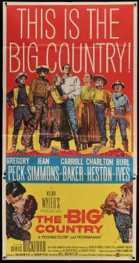 4w038 BIG COUNTRY 3sh 1958 Gregory Peck, Charlton Heston, William Wyler classic!