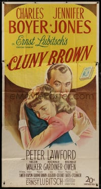 4w050 CLUNY BROWN 3sh 1946 great stone litho of Charles Boyer & Jennifer Jones, Ernst Lubitsch!