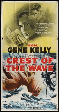4w053 CREST OF THE WAVE 3sh 1954 different art of smoking Gene Kelly + at periscope of submarine!