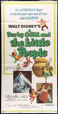 4w056 DARBY O'GILL & THE LITTLE PEOPLE 3sh R1969 Disney, Sean Connery, it's leprechaun magic!