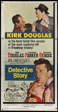 4w060 DETECTIVE STORY 3sh R1960 William Wyler, Kirk Douglas can't forgive Eleanor Parker!