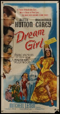 4w064 DREAM GIRL 3sh 1948 Macdonald Carey & handsome guys make Betty Hutton's dreams come true!