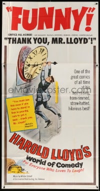 4w086 HAROLD LLOYD'S WORLD OF COMEDY 3sh 1962 classic image hanging from clock from Safety Last!