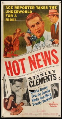 4w089 HOT NEWS 3sh 1953 ace newspaper reporter Stanley Clements takes the underworld for a ride!