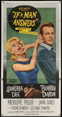 4w094 IF A MAN ANSWERS 3sh 1962 great image of sexy Sandra Dee & Bobby Darin, hang around for fun!