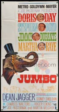 4w101 JUMBO 3sh 1962 Doris Day, Jimmy Durante, Stephen Boyd, Martha Raye circus elephant!