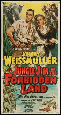 4w102 JUNGLE JIM IN THE FORBIDDEN LAND 3sh 1951 Cravath art of Johnny Weissmuller & fake manimals!