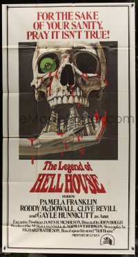 4w111 LEGEND OF HELL HOUSE int'l 3sh 1973 great skull & haunted house dripping with blood art by BT!