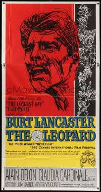 4w113 LEOPARD 3sh 1963 Luchino Visconti's Il Gattopardo, Bob Peak art of Burt Lancaster, rare!