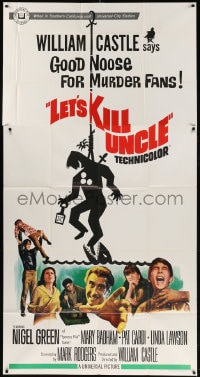 4w114 LET'S KILL UNCLE 3sh 1966 wacky horror art, William Castle says good noose for murder fans!
