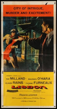 4w115 LISBON 3sh 1956 Ray Milland & Maureen O'Hara in the Portugal city of intrigue & murder!