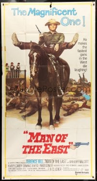 4w124 MAN OF THE EAST int'l 3sh 1974 wacky cowboy Terence Hill on horseback, spaghetti western!