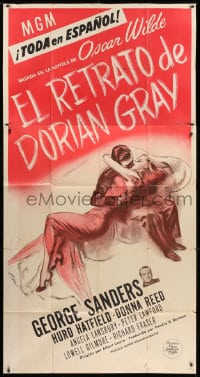 4w172 PICTURE OF DORIAN GRAY Spanish/US 3sh 1945 George Sanders, Hatfield, Donna Reed, great art!