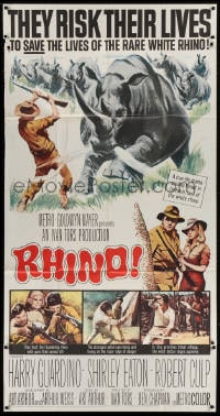 4w190 RHINO 3sh 1964 Robert Culp & Shirley Eaton risk their lives in Africa to save it!