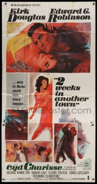 4w244 TWO WEEKS IN ANOTHER TOWN 3sh 1962 cool art of Kirk Douglas & sexy Cyd Charisse by Bart Doe!