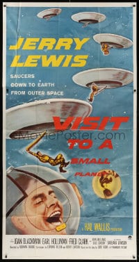 4w253 VISIT TO A SMALL PLANET 3sh 1960 wacky alien Jerry Lewis saucers down to Earth from space!