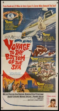 4w255 VOYAGE TO THE BOTTOM OF THE SEA 3sh 1961 fantasy sci-fi art of scuba divers & monster!