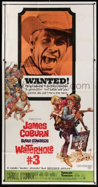 4w259 WATERHOLE #3 3sh 1967 Jack Davis art of James Coburn carrying Maggie Blye + wanted poster!