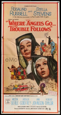 4w263 WHERE ANGELS GO TROUBLE FOLLOWS 3sh 1968 nuns Rosalind Russell & Stella Stevens!