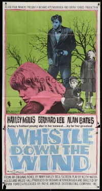 4w264 WHISTLE DOWN THE WIND style B 3sh 1962 Bryan Forbes, Hayley Mills in her newest & greatest!