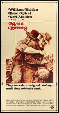 4w271 WILD ROVERS 3sh 1971 great close up of William Holden & Ryan O'Neal on horse, Blake Edwards