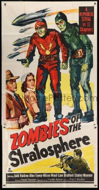 4w280 ZOMBIES OF THE STRATOSPHERE 3sh 1952 cool art of aliens with guns including Leonard Nimoy!