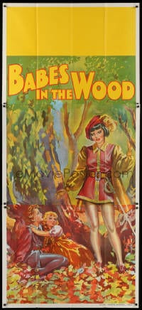 4w001 BABES IN THE WOOD stage play English 3sh 1930s stone litho of female hero finding lost kids!