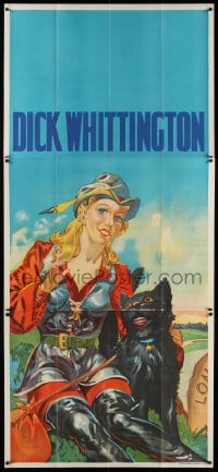 4w003 DICK WHITTINGTON stage play English 3sh 1930s cool art of sexy female lead & smiling cat!