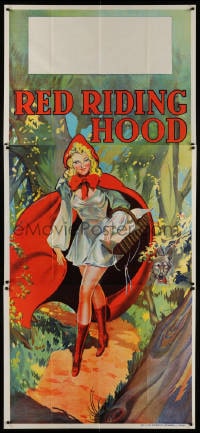 4w006 RED RIDING HOOD stage play English 3sh 1930s stone litho of Red w/wolf trailing behind!