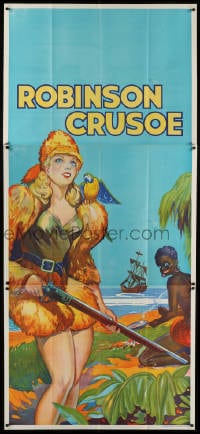 4w007 ROBINSON CRUSOE stage play English 3sh 1930s sexy close up of female hero by Friday & ship!