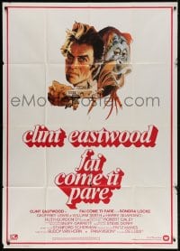 4w303 ANY WHICH WAY YOU CAN Italian 1p 1981 Bob Peak art of Clint Eastwood & Clyde the orangutan!