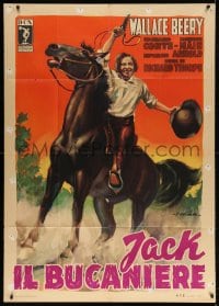 4w324 BIG JACK Italian 1p 1950 different Olivetti art of Wallace Beery on horseback, ultra rare!