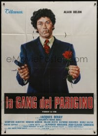 4w451 GANG Italian 1p 1977 Jacques Deray, great Ciriello art of Alain Delon holding gun & rose!